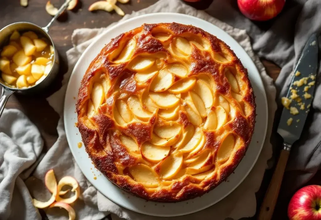 Gâteau aux pommes : l’astuce du beurre chaud qui caramélise tout et transforme votre dessert en chef‑d’œuvre