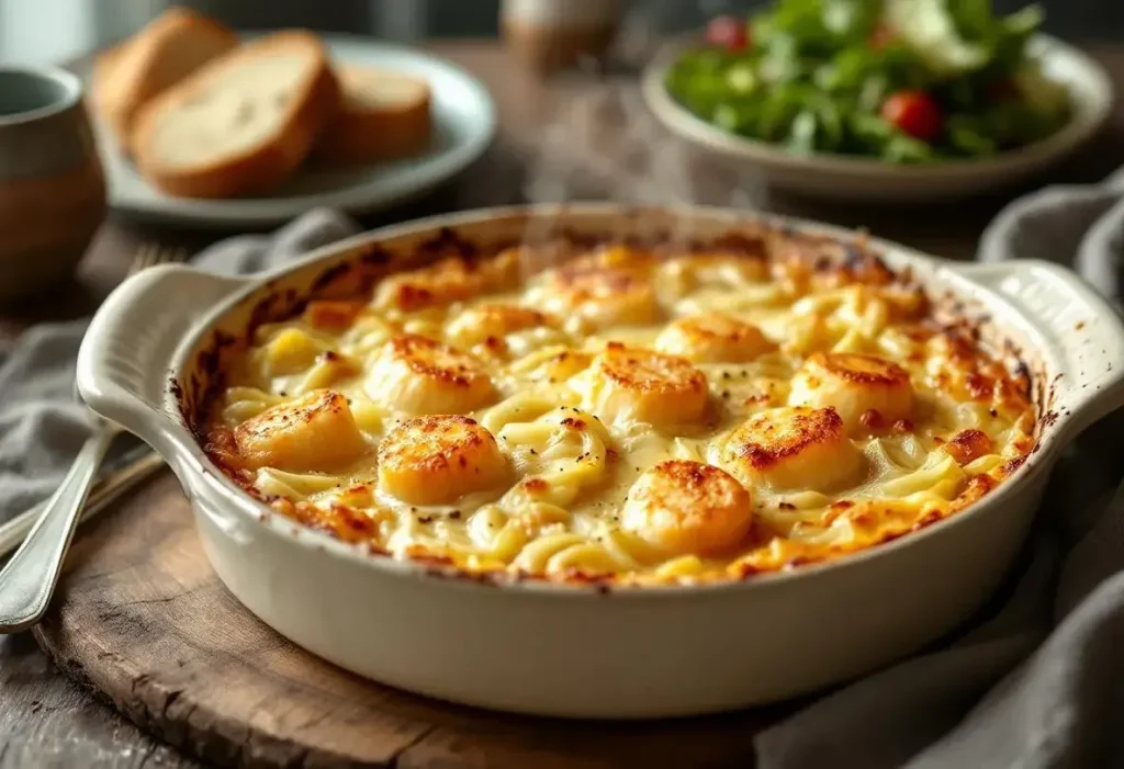 Poireaux fondants, Saint-Jacques moelleuses et gratin croustillant : un plat qui va envoûter toute la tablée