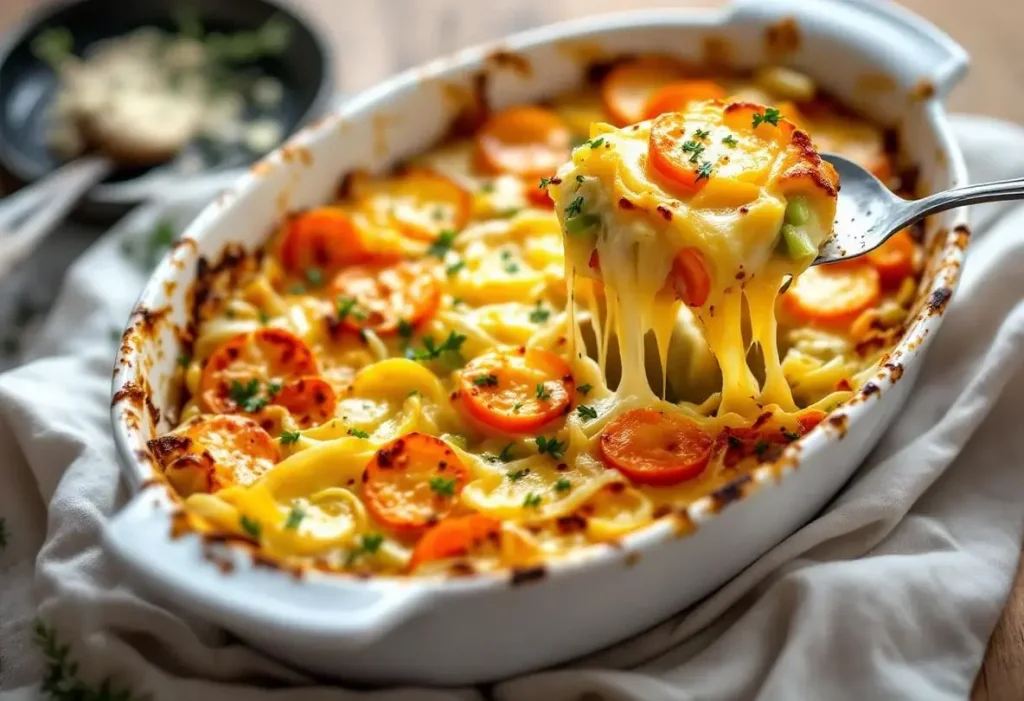 Gratin de pommes de terre, poireaux et carottes : fondant, délicieusement doré et ultra simple à faire au quotidien