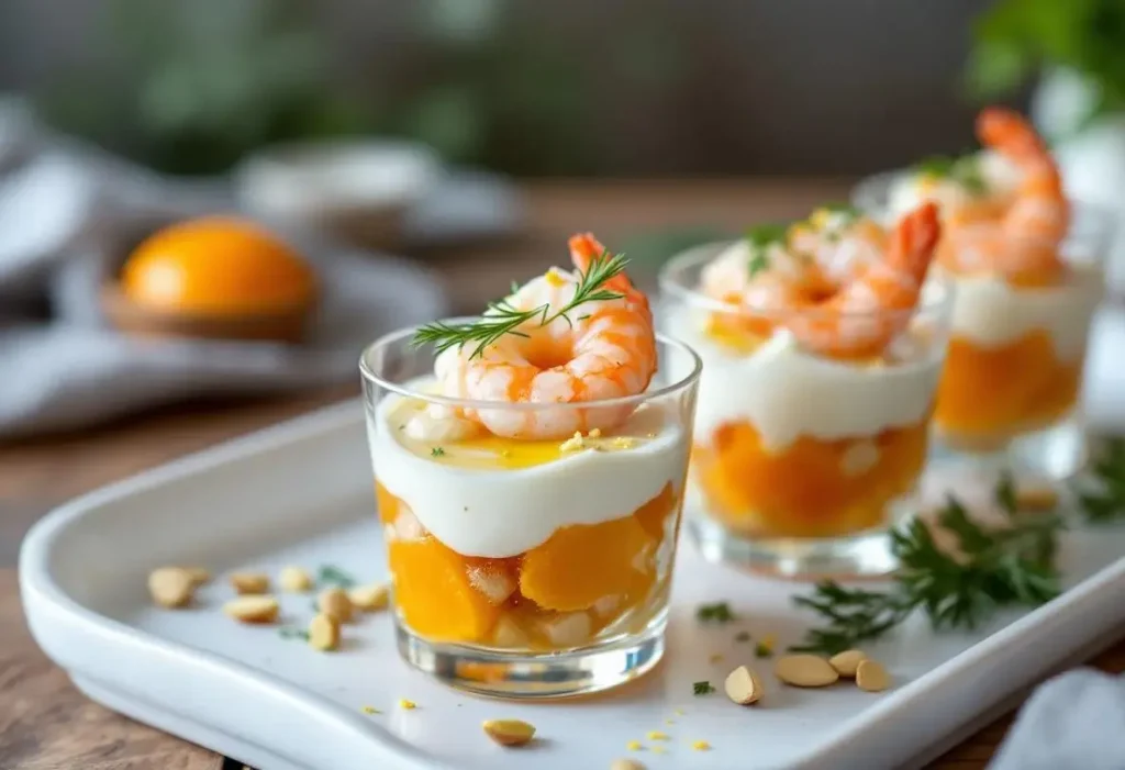 Verrines clémentines-crevettes : un apéritif ultra frais et chic, prêt en quelques minutes